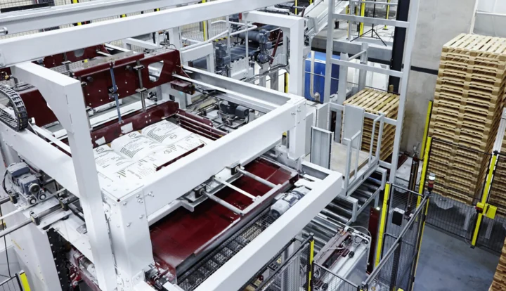 Palletizing machines for bags